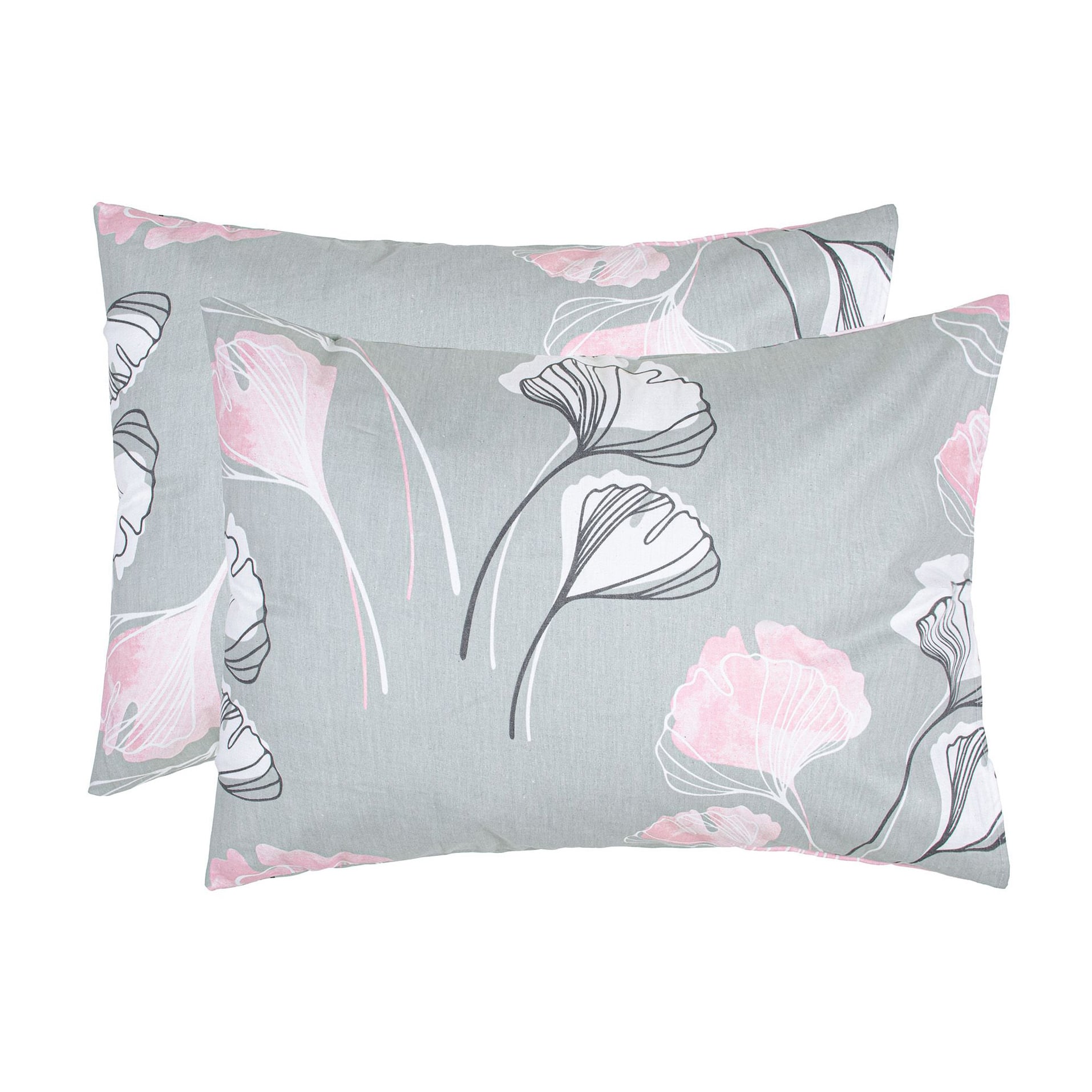Наволочка бязева Home Line Гінкго білоба, сіро-рожева, 50*70 см, 2 шт (173303)