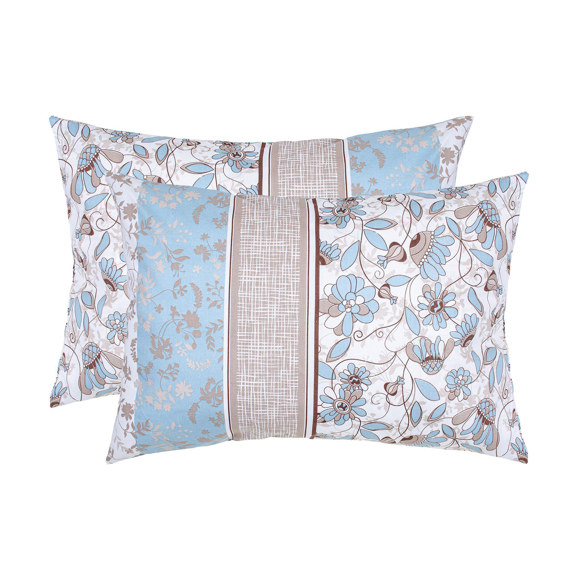 Наволочка бязева Home Line Затишок, блакитно-бежева, 50*70 см, 2 шт (173300)