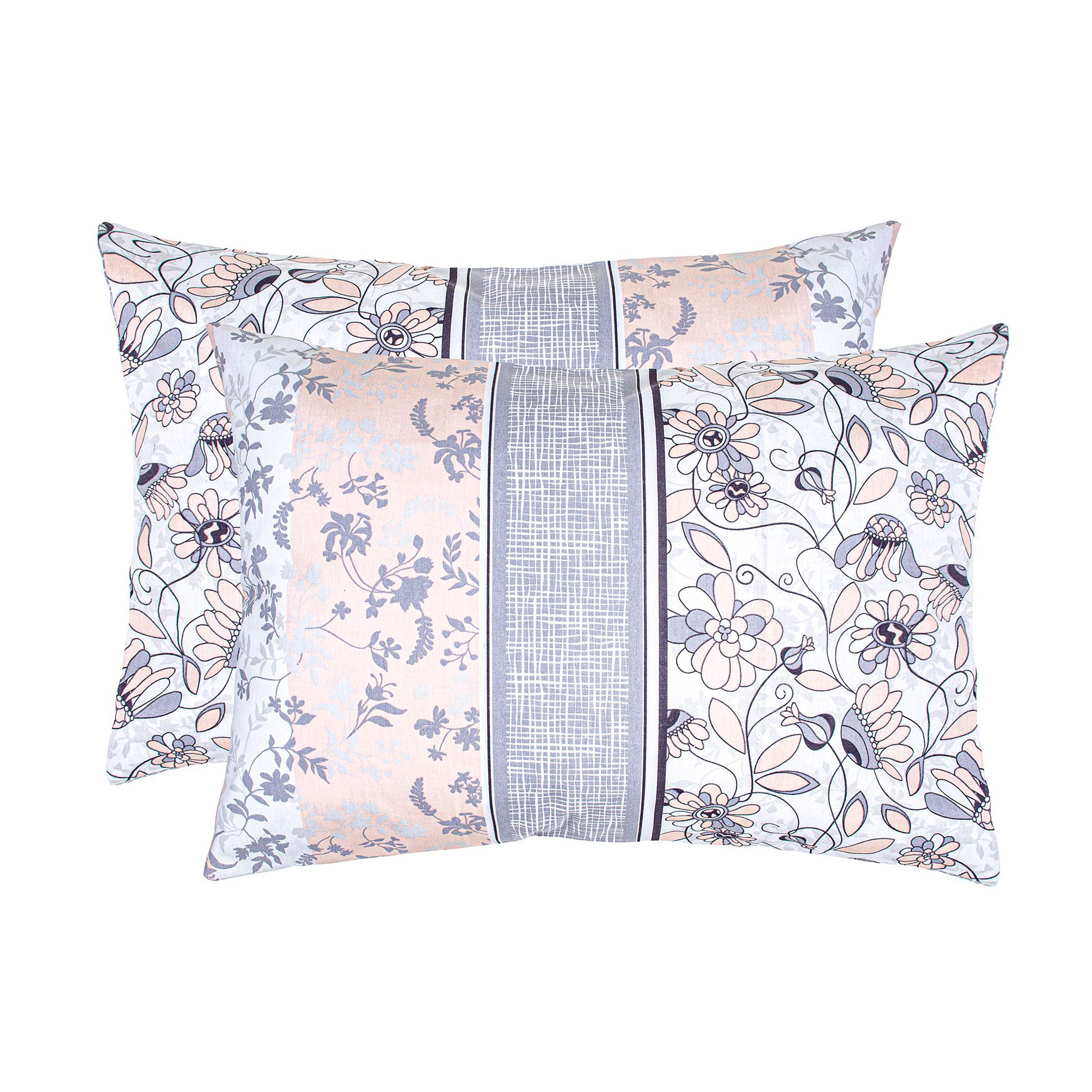 Наволочка бязева Home Line Затишок, сіро-рожева, 50*70 см, 2 шт (173301)